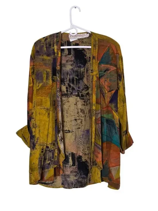 Vintage 1990's Componix "Art-to-Wear" Open Front Top Sz L/XL - Picture 1 of 7